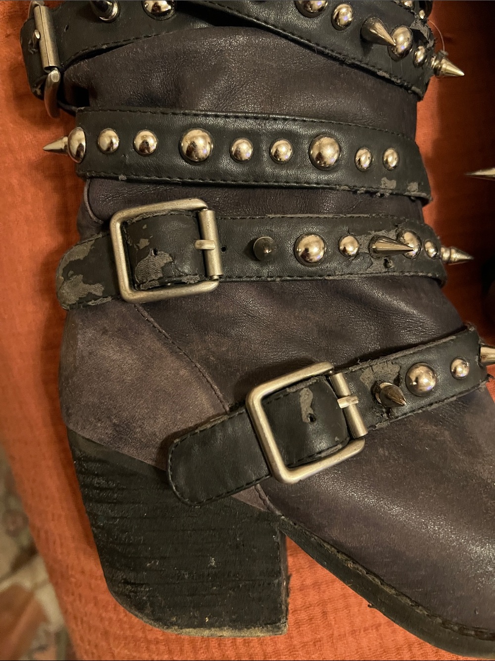 Jeffrey Campbell Black Studded Buckle Mid-Calf Boots with Metallic Toe - Picture 3 of 7